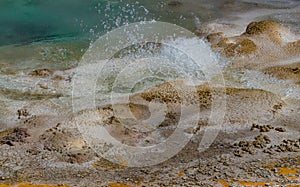 Boiling water bubbler Geyser. Active geyser with major eruptions. Yellowstone NP, Wyoming, US