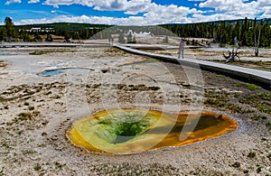 Boiling water bubbler Geyser. Active geyser with major eruptions. Yellowstone NP, Wyoming, US