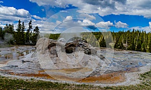 Boiling water bubbler Geyser. Active geyser with major eruptions. Yellowstone NP, Wyoming, US