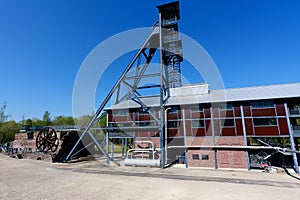 Bois du Cazier, lift tower coal mine, Marcinelle, Charleroi, Belgium photo