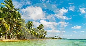 Bois Jolan beach in Guadeloupe on a cloudy day