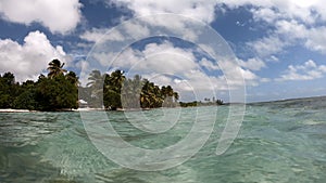 Bois Jolan beach under a cloudy sky. Guadeloupe, Caribbean