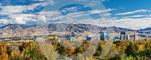 Boise city park and autumn skyline