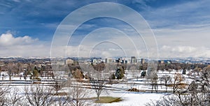 Boise city park and skyline winter