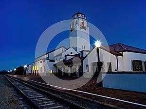 Boise depot and tracks at night