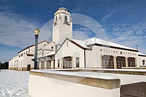 Boise Idaho train depot covered with snow