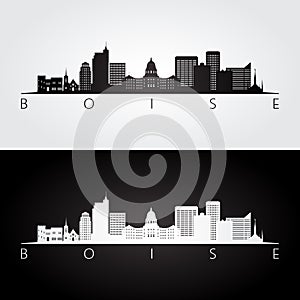 Boise USA skyline and landmarks silhouette photo