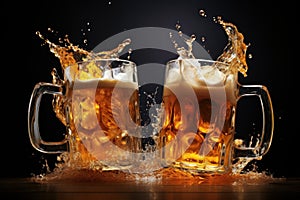 Boisterous Beer mug clashing. Generate Ai photo