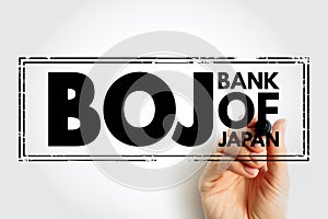 BOJ - Bank Of Japan acronym text stamp, business concept background photo