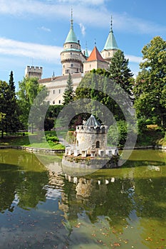 Bojnice castle with reflection