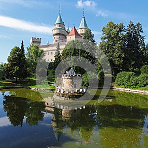 Bojnice castle with reflection