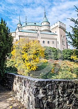 Bojnice castle in Slovak republic, autumn scene