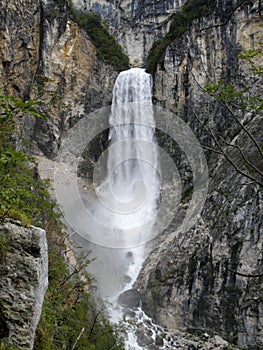 Boka waterfall near Bovec in Julian Alps