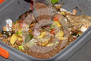 Bokashi is a process that converts food waste and similar organic matter into a soil amendment