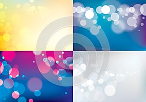 Bokeh abstract blurry lights backgrounds set. Colorful vector il