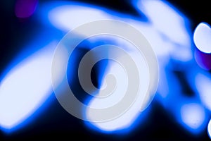 Bokeh background of blue colored lights of Christmas