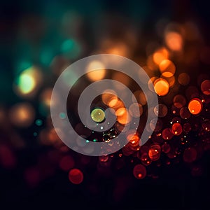 Bokeh background with bright glowing lights and water droplets