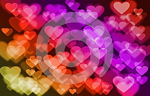 Bokeh backgrounds of hearts.