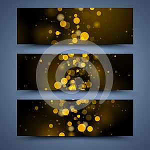 Bokeh banners templates. Abstract backgrounds