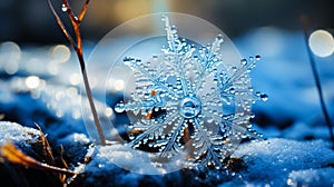 Bokeh Bliss Macro Snowflake on Frozen Terrain