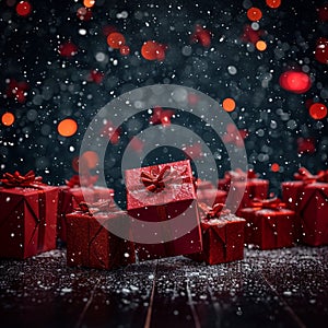 Bokeh brilliance Red gift boxes stand out on a festive background