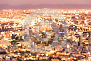 Bokeh of Cape Town skyline from Signal Hill after sunset