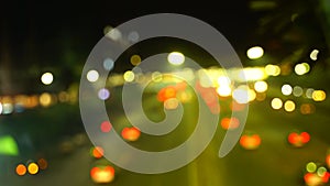 Bokeh of cars and traffic lights at night. Bokeh of City Night Traffic.