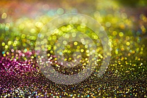 Bokeh effect glitter colorful blurred abstract background for birthday, anniversary, wedding, new year eve or Christmas