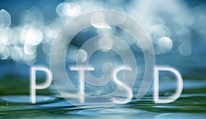 Bokeh light background in the pool with text ptsd