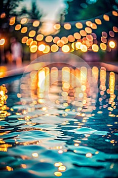 Bokeh Light Reflection in Pool