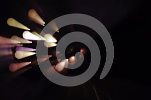 Bokeh light, shimmering blur lights on black