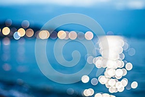 Bokeh Lights On Blue Background photo