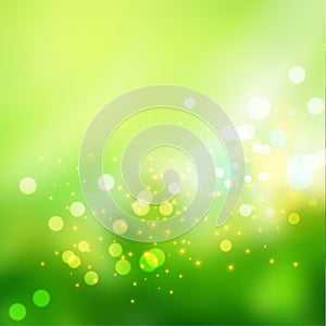 Bokeh lights effect on fresh green gradient  background