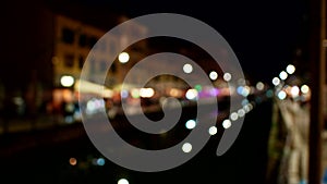 Bokeh - Night scenes on the Navigli in Milan Italy