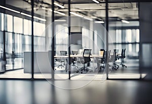 a bokeh office interior design blurred empty open space office light background interior blur white business room empty modern