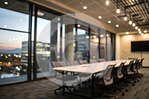 Bokeh photo of a boring office boardroom photo