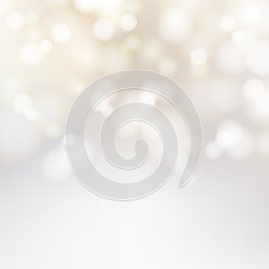 Bokeh silver and white Sparkling Lights Festive background with