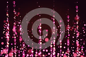 Bokeh sparkle glitter lights luxury glamor pink background. Abstract defocused circular party magic christmas background. New year