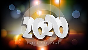 Bokeh sparkle new year 2020 background. Festive concept with Abstract defocused sunrise light scene .