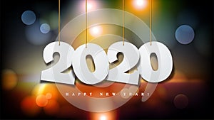 Bokeh sparkle new year 2020 background. Festive concept with  Abstract defocused sunrise light scene . design of new year party,