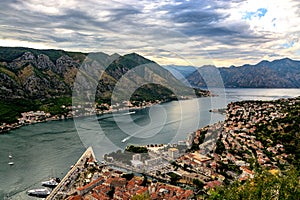 The Boko-Kotor Strait. View from above photo