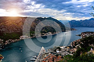 The Boko-Kotor Strait. View from above photo