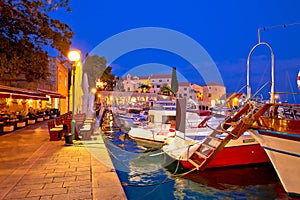 Bol on Brac island blue waterfront evening view