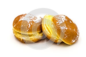 Bola de Berlim, or Berlim Ball, a Portuguese pastry made from a fried donut photo