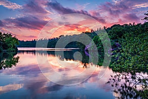 Bolam Lake Country Park in Twilight