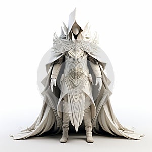 Bold 3d Cloak Design With Avian-themed Monochromatic Chaos