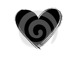 Abstract Black Heart Brush Stroke on White Background