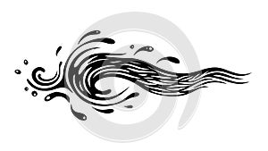 Bold Abstract Black Ink or Paint Swirl, Dynamic Lines, vector design Generative AI