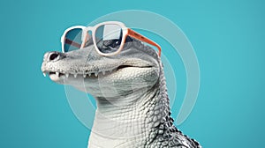 Bold Alligator In Sunglasses: A Retro Glamor Twist