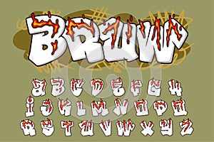 Bold Alphabet Fire Graffiti text vector Letters